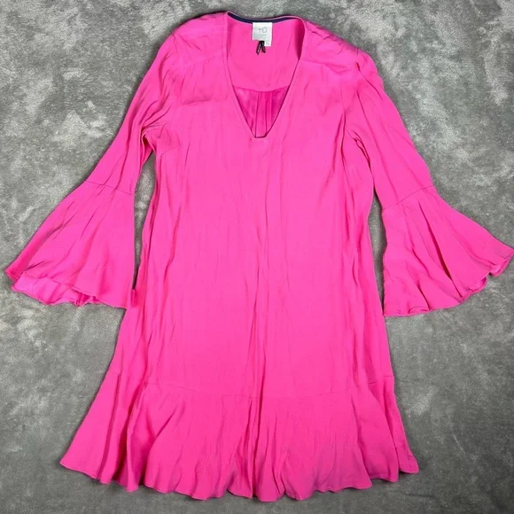 Anthropologie Dress Womens 4 HD In Paris Bell Sleeve Barbie Pink Feminine Mini - Picture 3 of 9